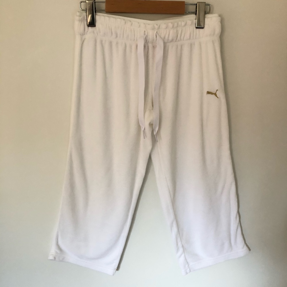 Puma White Terrycloth 3/4 Length Sweatpants